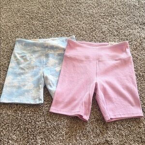 SO Kids Tie-Dye Blue and Ribbed Pink Shorts